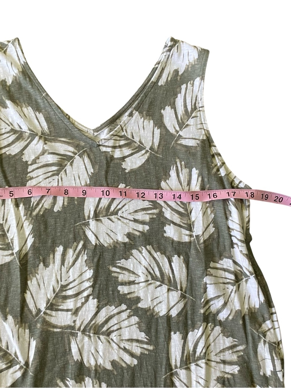J Jill Flounced Hem Dress Womens M Green Tropical Leaves Resort Beachy Sundress - Picture 6 of 8